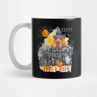 Shar pei  Happy Howl-o-ween Ghost Houses Funny Watercolor Mug